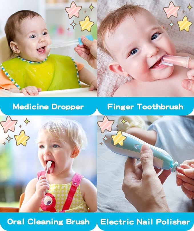 Baby Grooming and Healthcare Kit, Portable Baby Safety Care Set with Hair Brush Comb Nail Clipper Nasal Aspirator for Nursery Newborn Infant Girl Boy (27 in 1