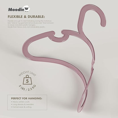 Recycled Plastic Kids Hangers | 13.5" Heavy Duty Kids Clothes Hangers | Bulk Pack Childrens Hangers, Large Child Hangers | Toddler Hangers (2-12yrs | 25 Pack, Pink)