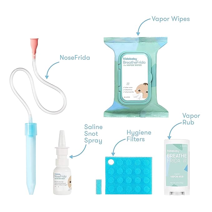 Frida Baby Cold and Flu Relief Bundle: Includes the NoseFrida Nasal Aspirator, Hygeine Filter