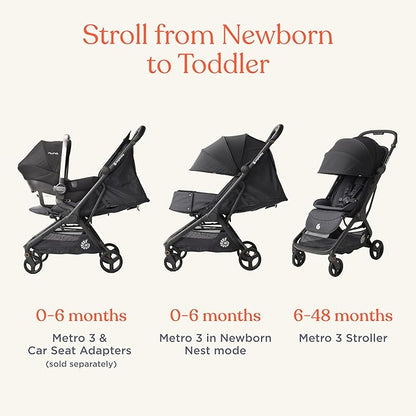 Ergobaby Metro 3 All in One Compact Baby Stroller, Lightweight Travel Stroller, Easy One-Hand Fold for Overhead Airplane Storage (Carries up to 50 lbs), Car Seat Compatible,Graphite Grey