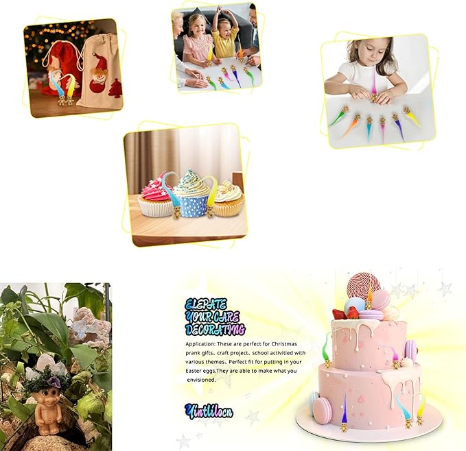 60pcs Long-haired Lucky Mini Troll Dolls, Assorted Hair Colors 0.78" Bodies, 2" Hair.