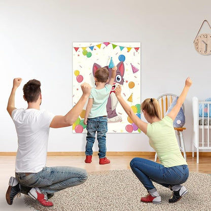 Morcheiong Pin The Tail on The Cat Birthday Party Game 48 Hats,