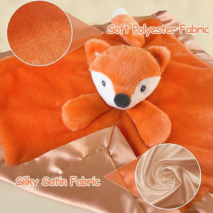 Fox Baby Security Blanket Loveys for Babies Boys Girls, 15" Soft Lovies for Babies