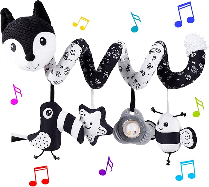 Infant Baby Black Fox Spiral Plush Activity"