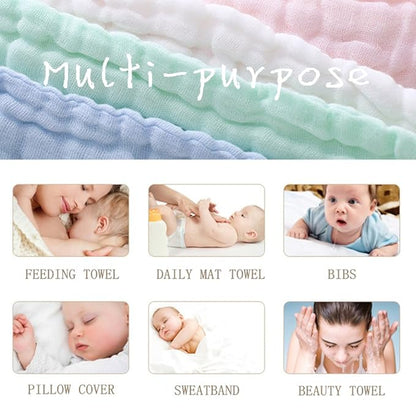 MUKIN Baby Washcloths - Natural Cotton Baby Wipes 5 Pack 12x12 inches