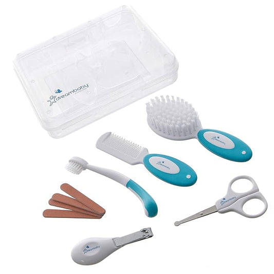 Dreambaby Essential 10pc Baby Grooming Kit, Newborn Safety Care Set with Brush, Comb, Toothbrush, Nail Clippers, Nail Scissors, Emory Boards and Storage Case