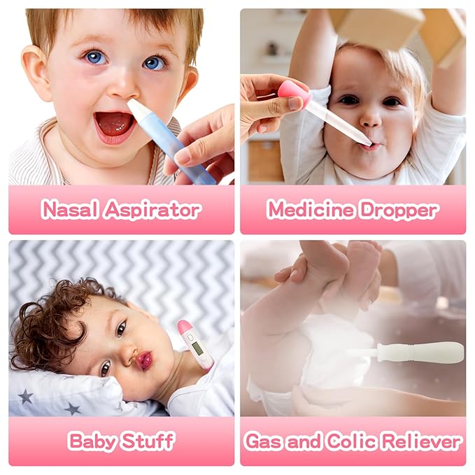 Baby Healthcare and Grooming Kit, 21 in 1 Portable Baby Essentials Kit with Gas Relief Hair Brush Comb Nasal Aspirator for Newborn Boys Girls (Pink)