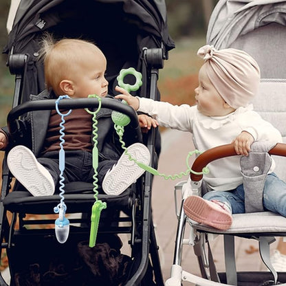 Toy Straps for Stroller, Pacifier Holder Clip with Self-Adjusting Bayonet Chairs(Pink-3ps)