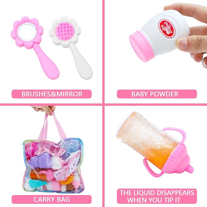 SOTOGO 34 Pieces Baby Doll Accessories Baby Doll Feeding and
