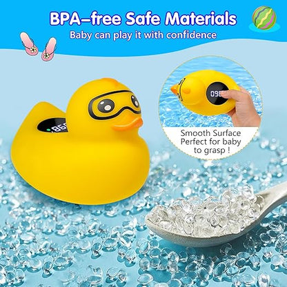 Baby Thermometer, Baby Bath Thermometer Upgrade LED Digital Bathtub Water Temperature Auto ON/Off Bathroom Safety Thermometer Yellow Duck Floating Toy for Infants