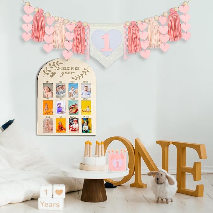 1st Birthday Decorations for Girl High Chair Banner with Crown