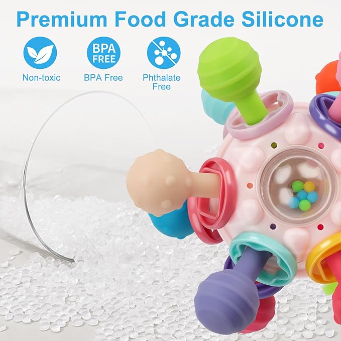 TOHIBEE Baby Montessori Sensory Toys for 0-6 6-12 Months, Food Grade Teething Toys for Babies 0 3 6 9 12 18 Months 1 2