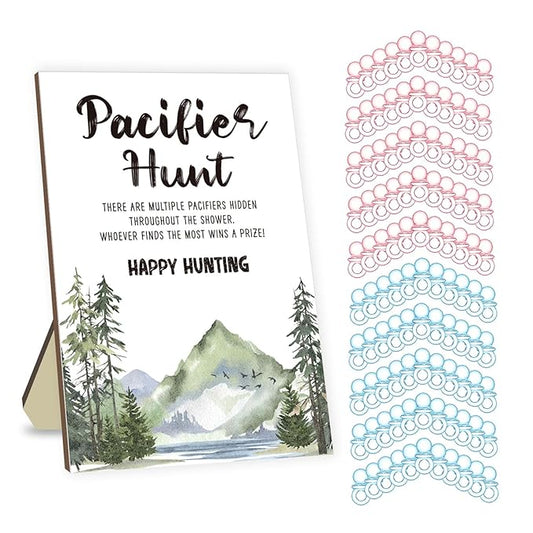 Happy Pacifier Hunt Game for Baby Shower, Baby Shower Games Set Included 50 Mini Pink Acrylic Pacifiers and 50 Blue Pacifiers