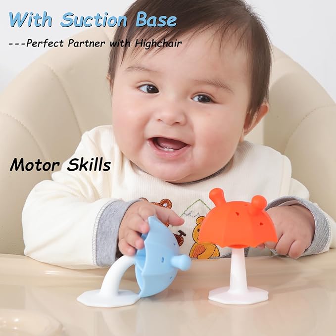 Umbrella Baby Teether with Suction Base, Keeping Babys Busy 0-6 Months, 6-12 Months 12-24 Months,