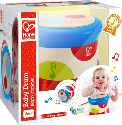 (Baby Drum) - Hape Baby Drum Colourful Rolling Drum Musical Instrument Toy For Toddlers, Rhythm & Sound Learning (E0333)