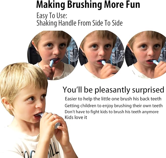 Kids Toothbrushes U Shaped with 3 PCS Soft Food Grade Silicone Heads for Toddler,Childrens, Full Mouth Tooth Brush for Age 2-6 Years Blue