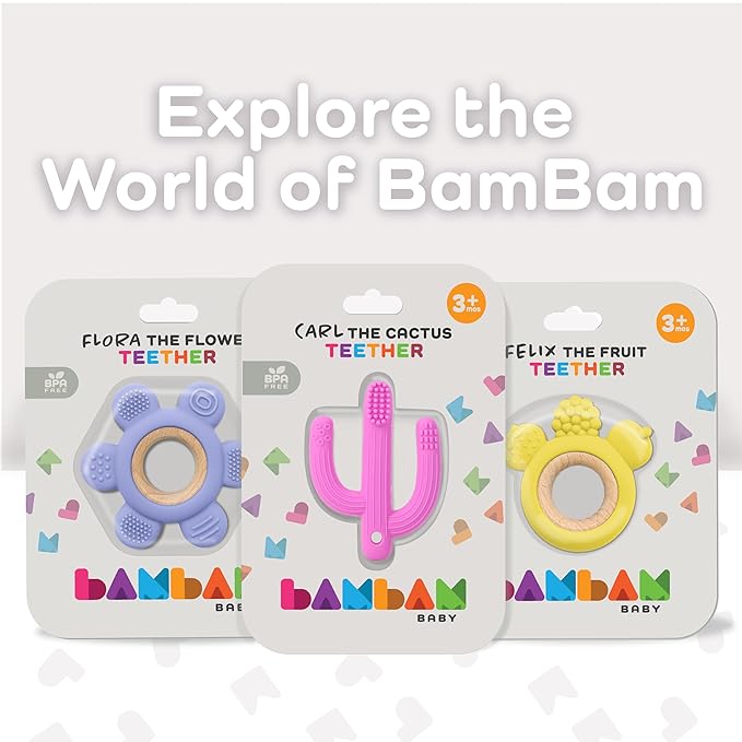 BAMBAM Baby Premium Silicone Teething Ring Toy ??100% BPA Free, Child Safety Tested 0-6, 3-6 6-12 Months