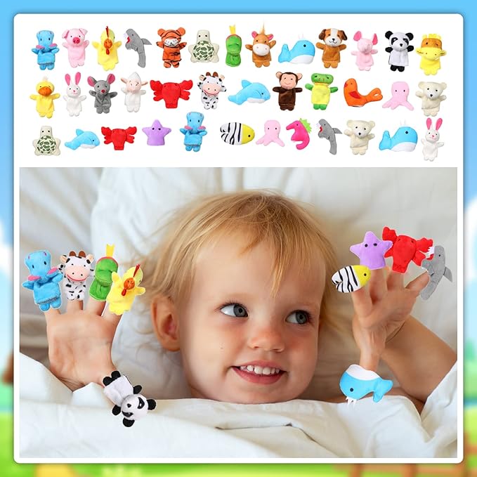 100 Pcs Animal Finger Puppets 29 Small Soft Velvet Dolls