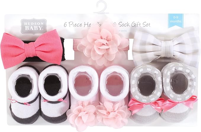 Hudson Baby Girl's Headband and Socks Giftset