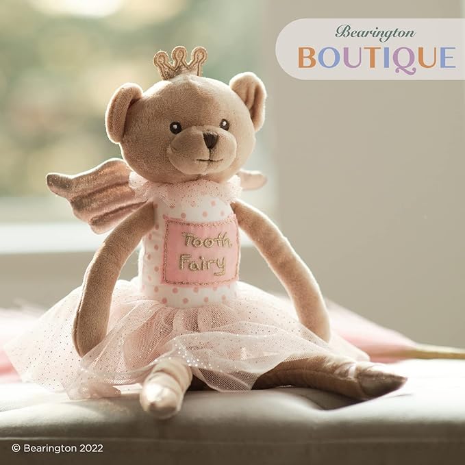 Bearington Sparkles Soft Plush Teddy Bear Tooth Fairy Doll, 14 Inches