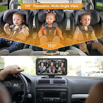 Baby Car Mirror Camera for 2 Kids with IR Night Vision, 3X Zoom Car Camera for Baby 1080P HD Images 360°Rotating Adjustable Car Seat Camera for Baby Rear Facing BV1