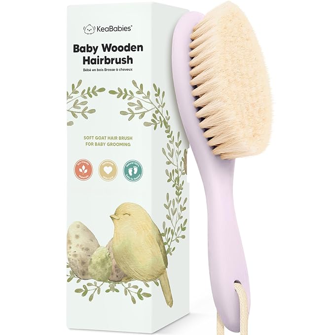 KeaBabies Baby Hair Brush with Soft Goat Bristles, Cradle Cap Brush