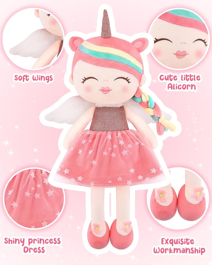 GAGAKU Plush Baby Girl Dolls 17'' Soft Unicorn Stuffed Animal