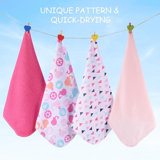 Baby Washcloths, Momcozy Ultra Soft Absorbent Towel 8pcs Newborn 10"x10" (Pink)