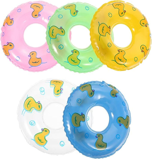 Gadpiparty 5Pcs Mini Swimming Rings Dollhouse Pattern Swim Rings Dolls