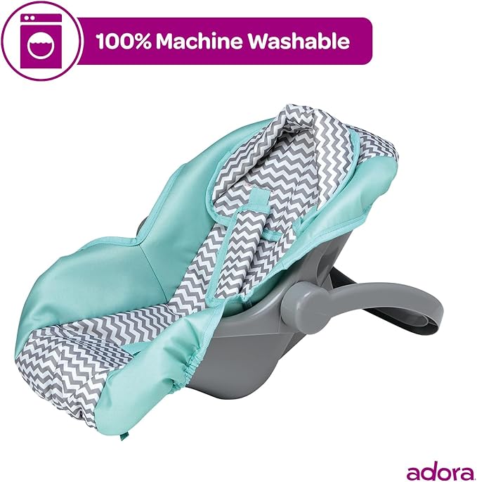 Adora Baby Doll Car Seat Carrier with Removable Seat Cover - Machine Washable, Fits Most Dolls & Plush Animals Up To 20” 2+ -