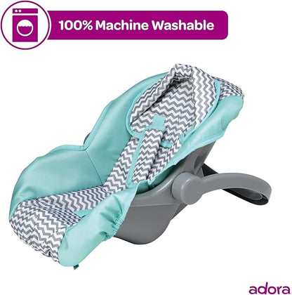 Adora Baby Doll Car Seat Carrier with Removable Seat Cover - Machine Washable, Fits Most Dolls & Plush Animals Up To 20” 2+ -