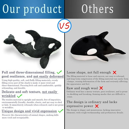 make my day Orca Blackfish Stuffed Animal Plush Toy Killer Whale Stuffed Animal Sea Critters Plush Doll Adorable Soft Whale Toy Plushies Present for Kids, Babies 12inch 2PCS