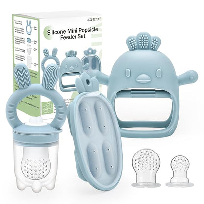 Baby Food Fruit Feeder & Mini Freezer Nibble Tray, Breastmilk Popsicle Molds for Baby Cooling Relief