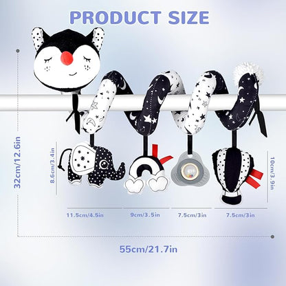 XIXILAND Musical Car Seat Toys Black and White Baby Toys, Infant Toys 0-6 Months Stroller Toys Newborn Toys, High Contrast Baby Toys for Newborn, Gift for 0 3 6 9 12 Months Girls Boys Babies