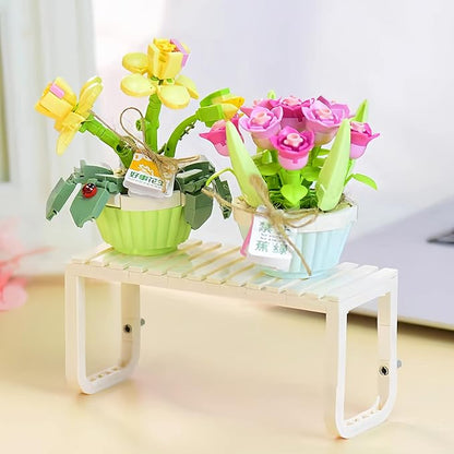 QIUXQIU Mini Flowers Bouquet Building Blocks Plant Bonsai Floral Building 12+ Kids