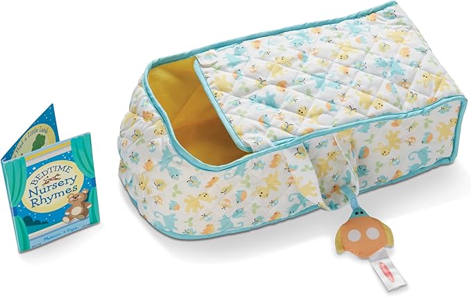 Melissa & Doug Mine to Love Bassinet Play Set Portable Carrier for Dolls with Crinkle Toy, for 3+ years