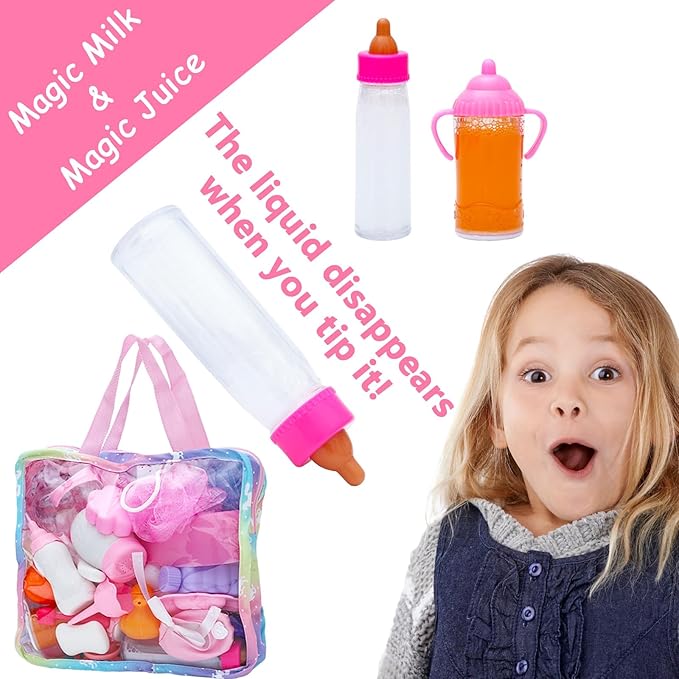 SOTOGO 34 Pieces Baby Doll Accessories Baby Doll Feeding and