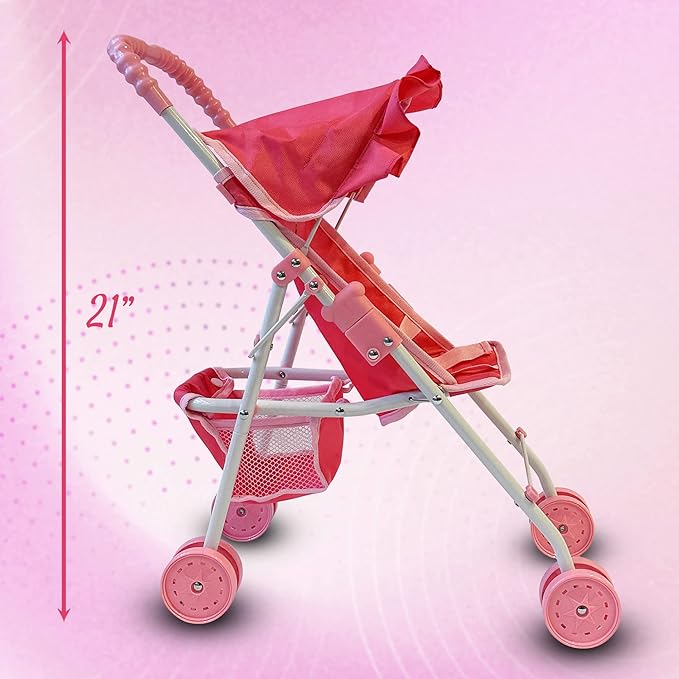 My First Baby Doll Stroller for Toddlers 3 Year Old Girls, Little Kids | Folding Baby Stroller for Dolls