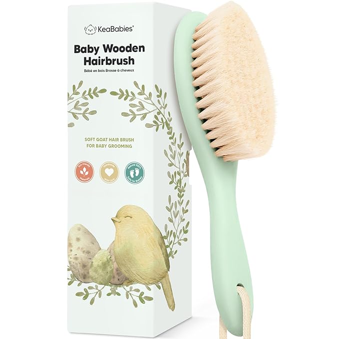 KeaBabies Baby Hair Brush - Soft Goat Bristles, Cradle Cap Brush