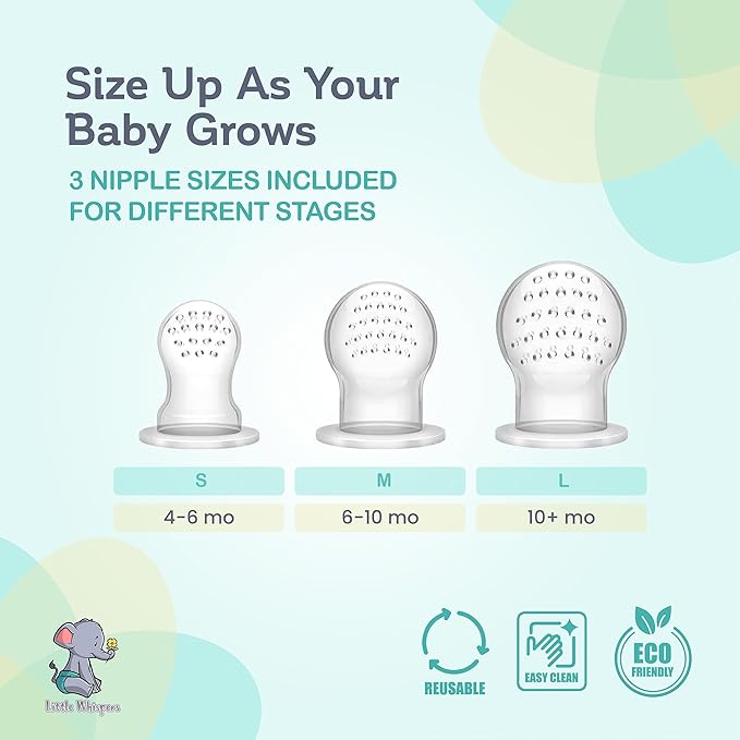 LittleWhispers Baby Teether Feeding Pacifier - Infant Fruit Feeder (Blue