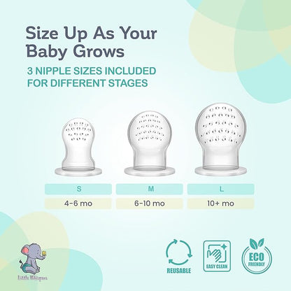 LittleWhispers Baby Teether Feeding Pacifier - Infant Fruit Feeder (Blue