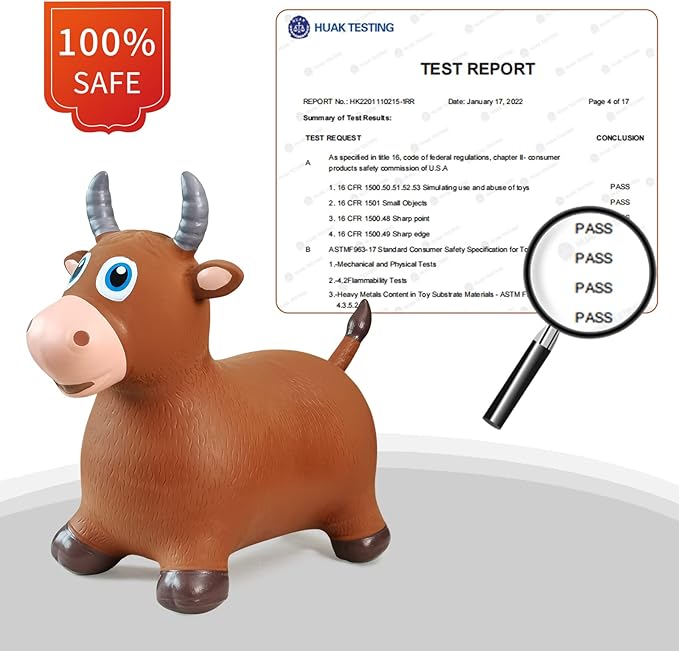 HotMax Bouncy Bull Hopping Horse Toys, Inflatable Bouncing Animal Hopper for Toddlers or Kids 2 3 4 Year