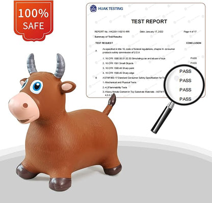 HotMax Bouncy Bull Hopping Horse Toys, Inflatable Bouncing Animal Hopper for Toddlers or Kids 2 3 4 Year