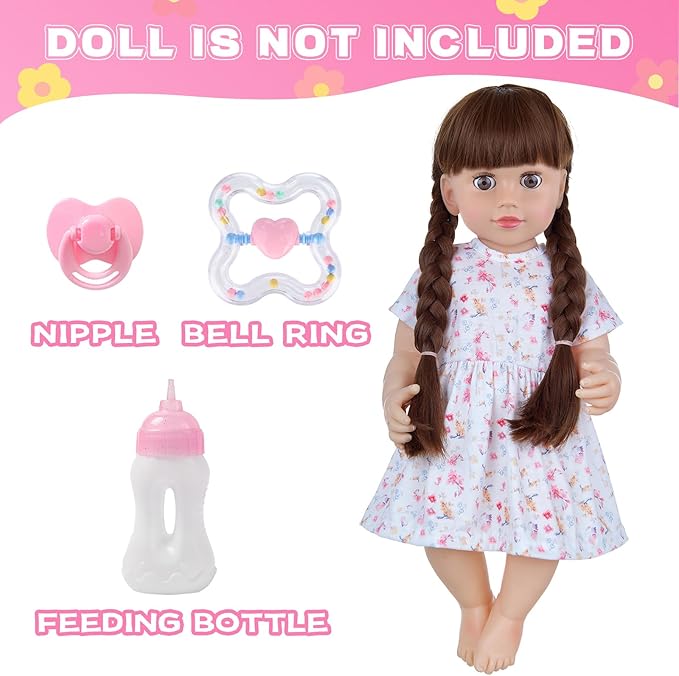 Baby Doll Carrier for 16-22 Inch Dolls,Reborn Doll Backpack Carrier for Little Girls with 18 inch Doll Clothes and Accessories Included Doll Carrier