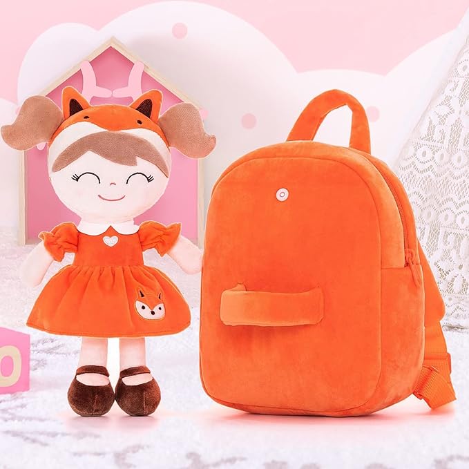 Gloveleya Kids Backpack Toddler Backpack Soft Plush Fox Girl Doll 9"…