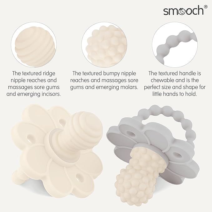 Soothipop Silicone Pacifier Teething Toys for Babies 0-6 Months 12, 18 Months - (2 Pack) Pacifier Shaped Baby Teether