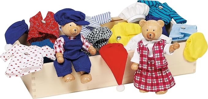 Goki Flexible Puppets Bears Benna & Bennoh with Wardrobe Doll, (51914)