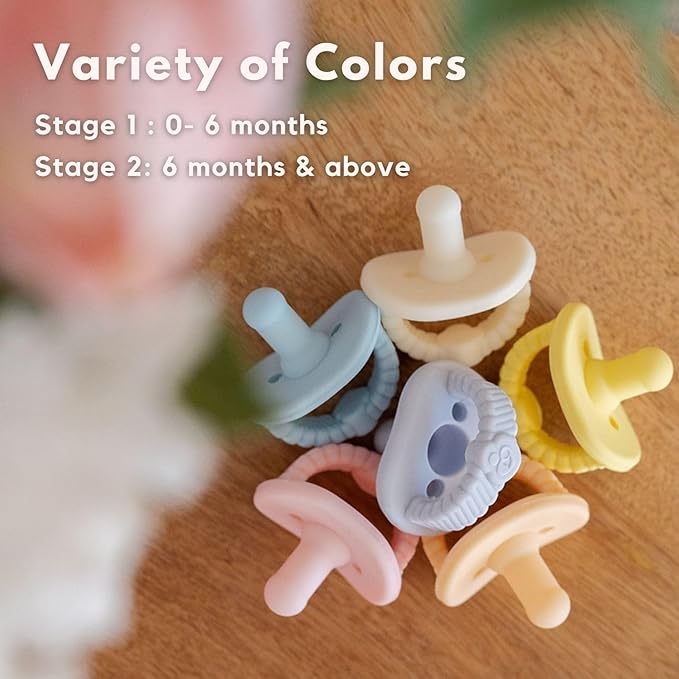 NatureBond Baby Pacifier Soother Silicone Binky Newborn Teether Pacifiers 2 in 1, Curved for Comfort | Hygiene Cover (0-6 Months