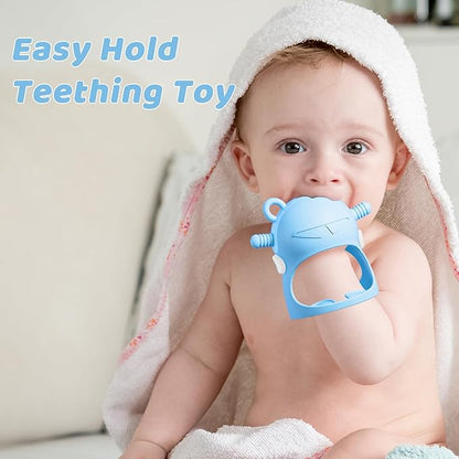 NCVI Baby Silicone Teether Hand Grip for 0-6 Months, Never Drop Baby Sucking Teething Relief Hand Held