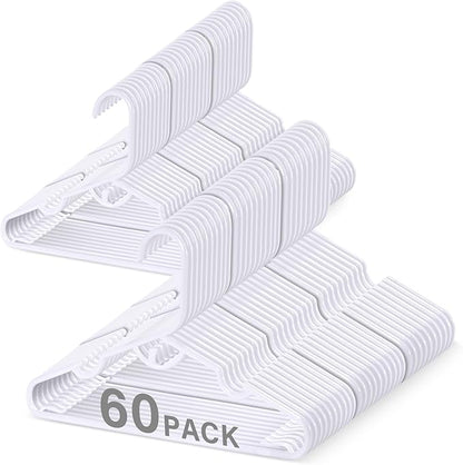 Baby Hangers, 60PCS White Kids Hangers, Multifunctional Kids Clothes Hangers, Toddler Hangers for Kids Toddlers and Children, Durable Hangers for Kids, Stackable Design for Spacing Saving